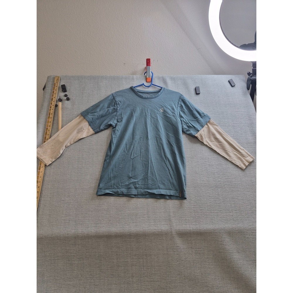 Columbia Sportswear T Shirt Mens Large Blue Beige‎ Layered Look Logo Training